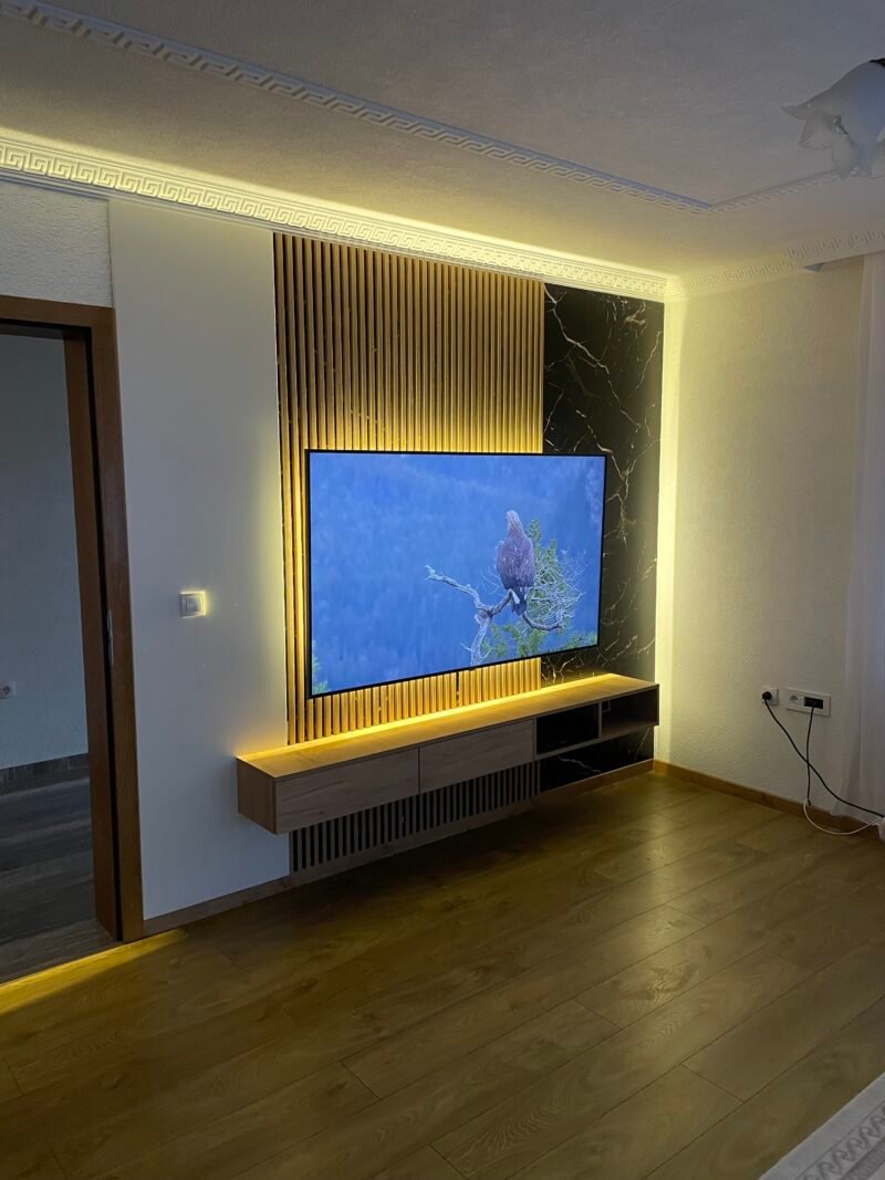 TV stand combined with marble imitation