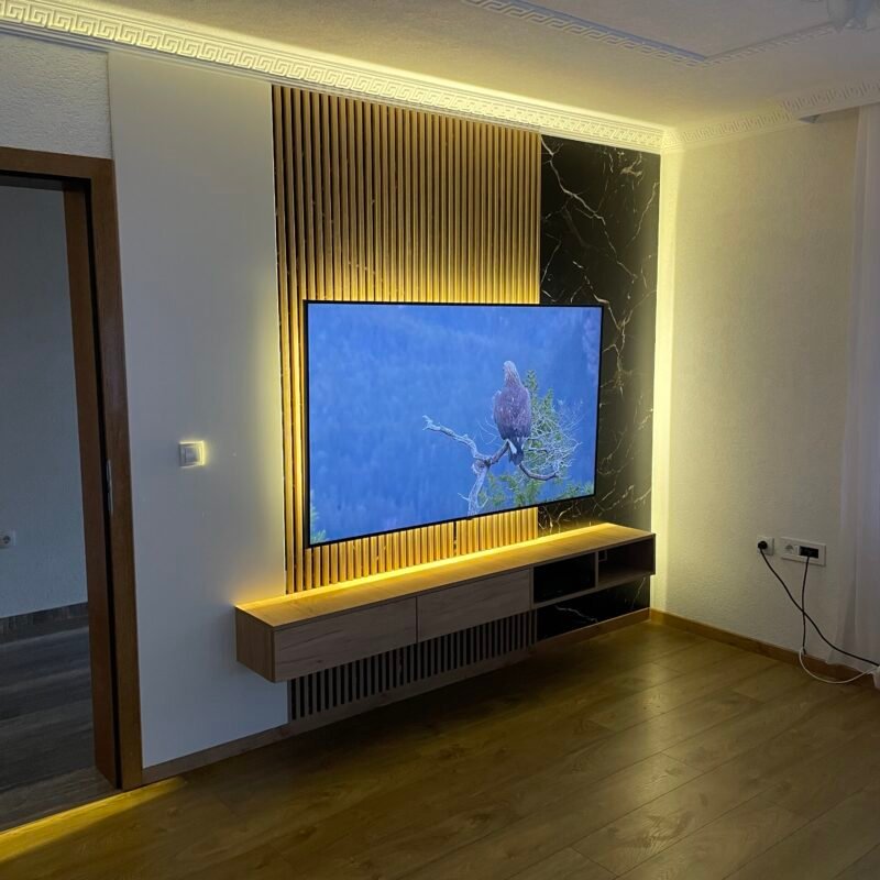 TV stand combined with marble imitation